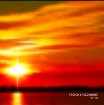 Fiery red sunset background art 02  