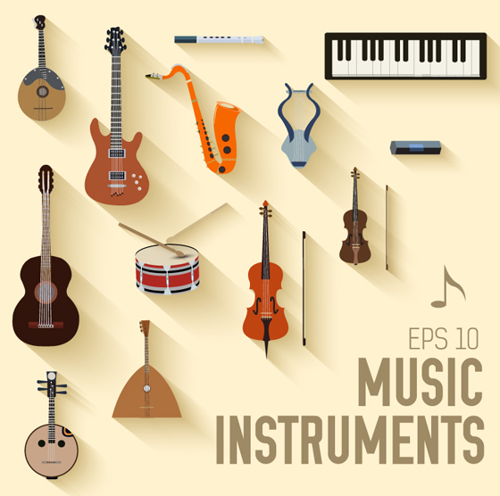Flat music Instruments vector material  