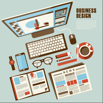 Flat office business template vector material 09  