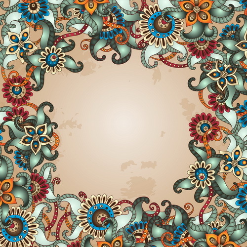Floral decorative vintage frame vector 04  