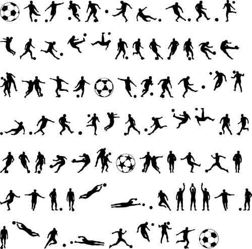 Football with people silhouetters vectors set 02  