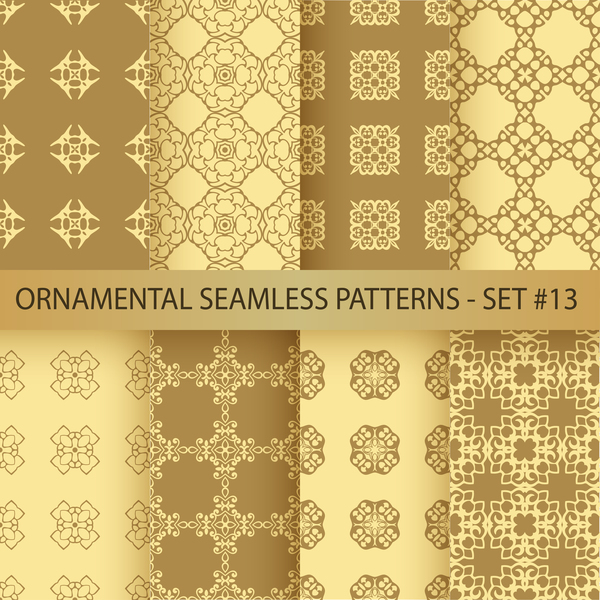 Golden ornament seamless pattern vector 03  