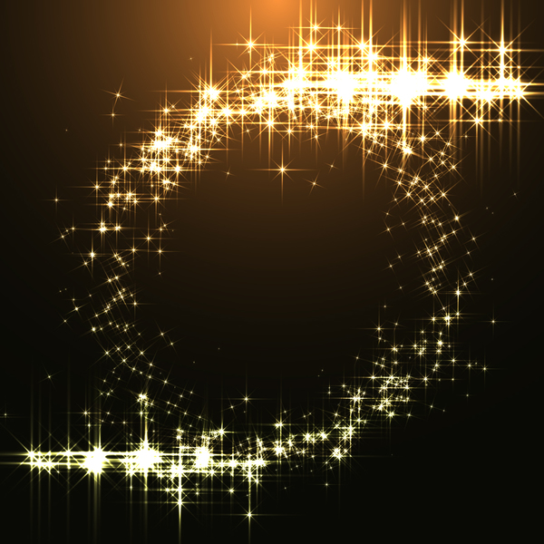 Golden stars light with dark background vector  