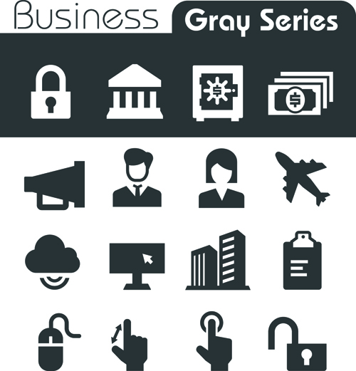 Gray series social icons vector set 04  