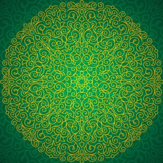 Green floral pattern ornate vectors  