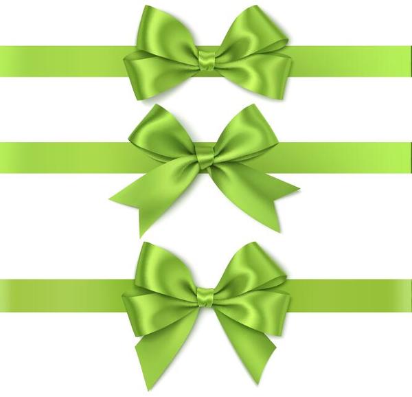 Green ribbon with bows illustration vector  