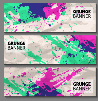 Grunge watercolor banners set vector material 09  