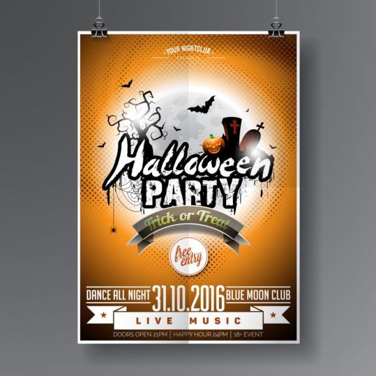 Halloween muziek Party Flyer Design vectoren 02  
