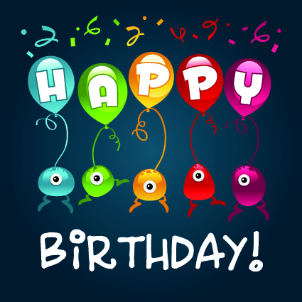 Happy birthday balloons of greeting card vector 03  