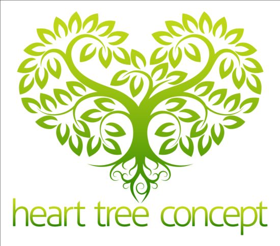 Vecteur de logo d’arbre de coeur 02  