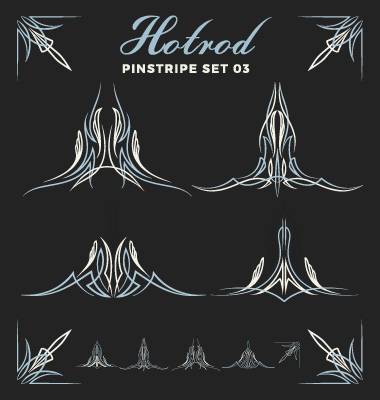 Hotrod pinstripe vector illustration set 03  