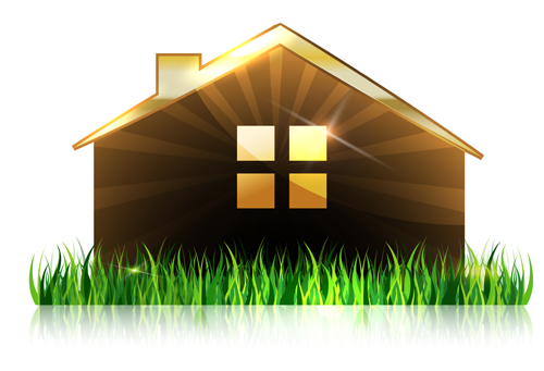 House and grass vector background  