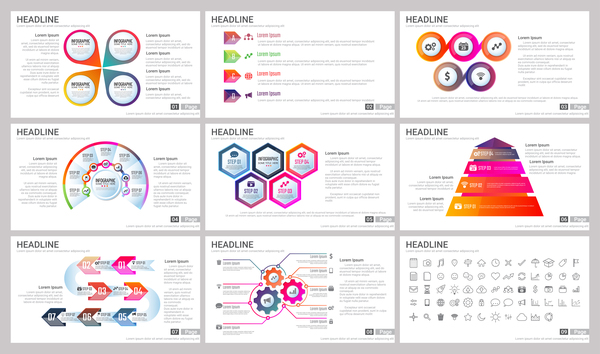 Riesige Sammlung von Business Infografik Vektoren 03  
