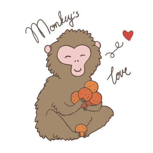 Monkey with love heart vector  
