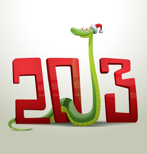 New Year snake 2013 design vector set 04  