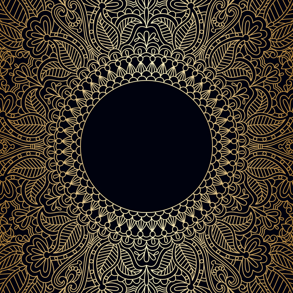 Ornament round gold vector material 04  