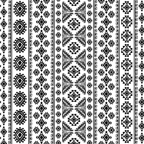 Ornaments pattern white with black vector 01  