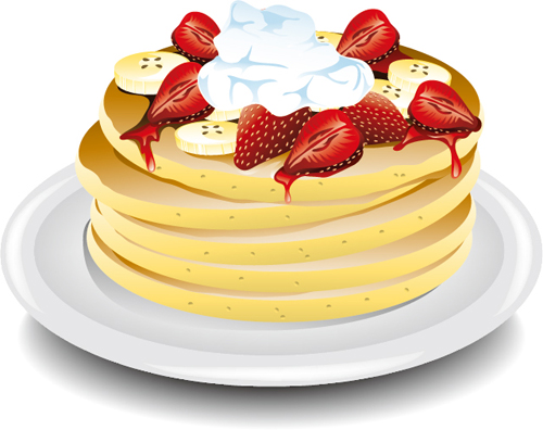 Pancake with strawberry vector material 01  