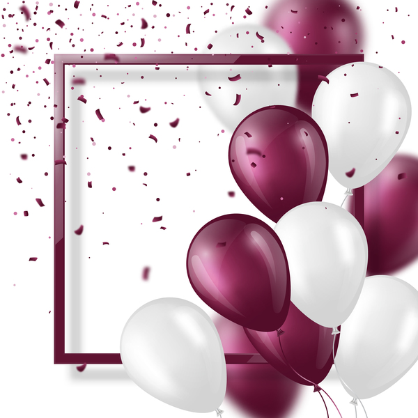 Purple with white balloon and frame vector background 02  