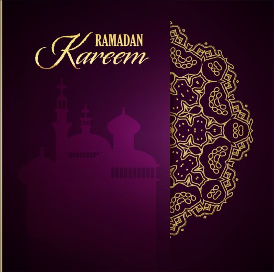 Ramadan kareem purple backgrounds vector set 21  