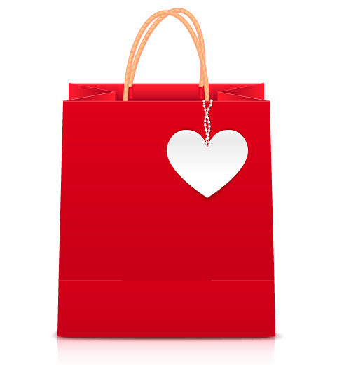 Red shopping bag with heart vector  
