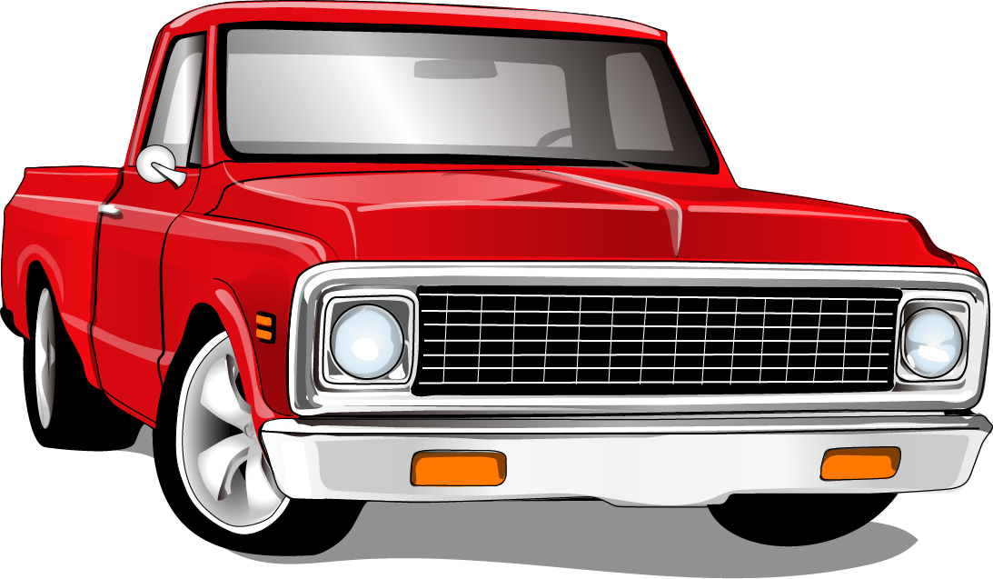 Red vintage car vector material 02  