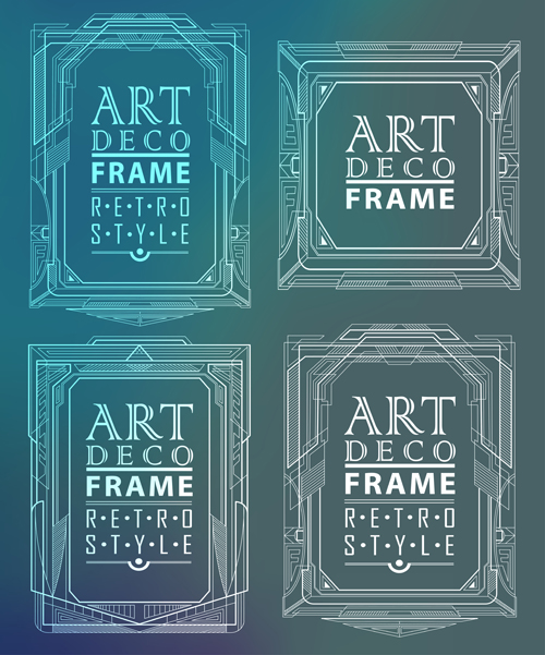 Retro styles art deco frames vector material 06  