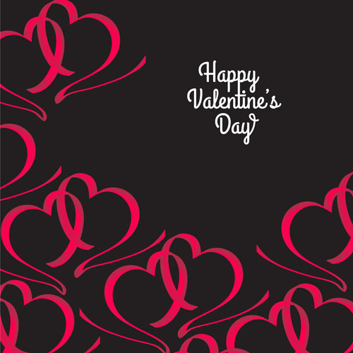 Ribbon hearts valentine day card vector 02  