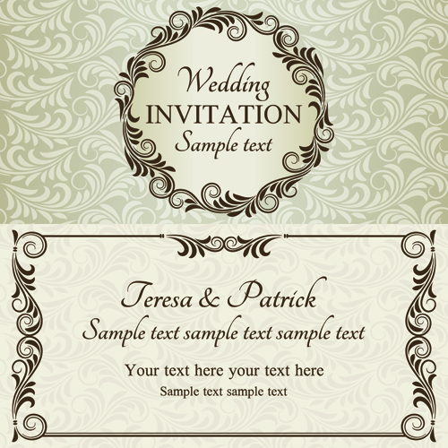 Romantic ornate wedding invitations 02  