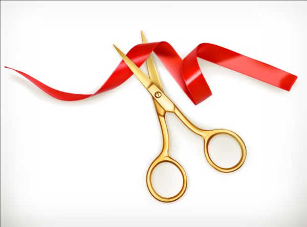 Scissors with red ribbon vector 01  