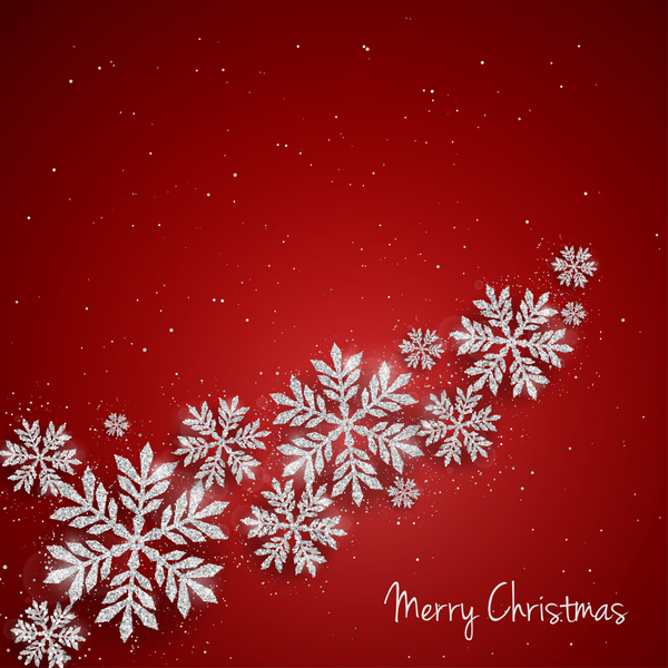 Silberne Schneeflocken mit rotem Weihnachtsvektor 02  