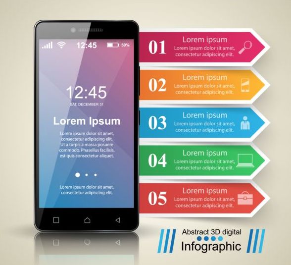 Smartphones with option infographic vector template 07  