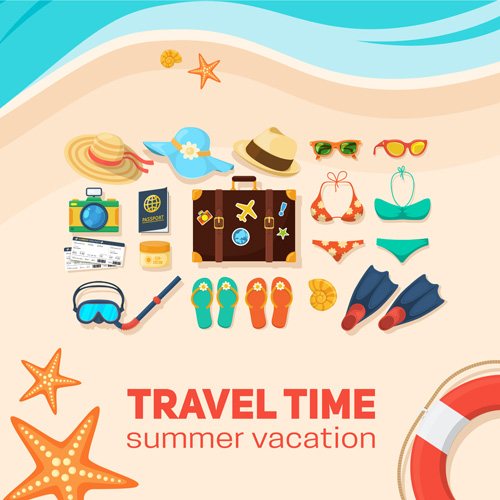 Summer travel vacation vector background 04  