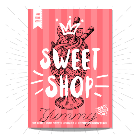 Sweet shop poster template vectors  
