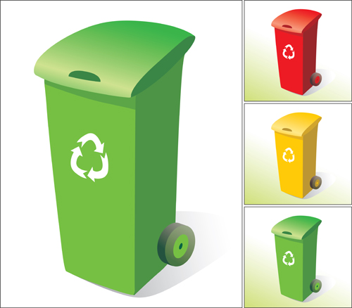 Colorful trash can vector 05  