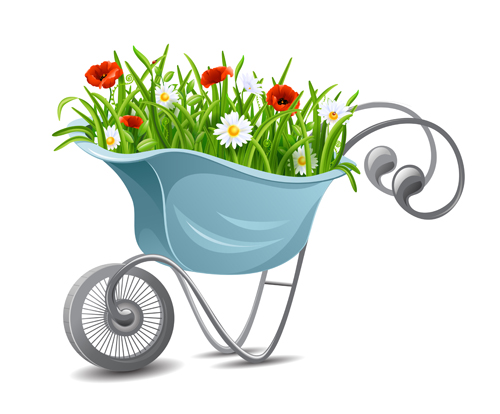 Trolley with flower design vector  