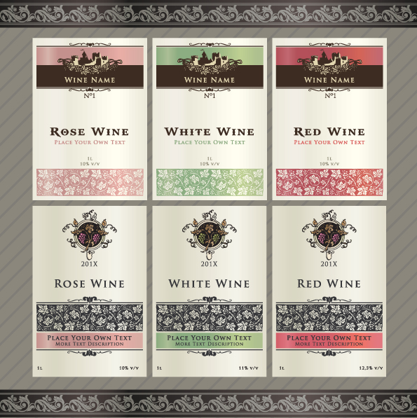 Vintage Elements of Wine Labels vector material 04  