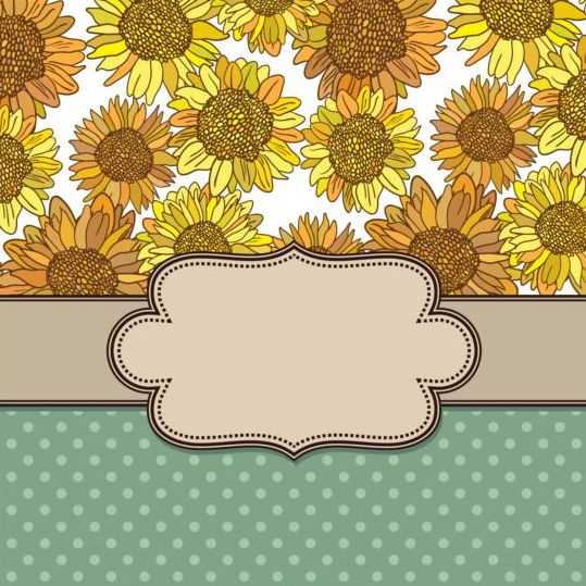 Vintage frame with sunflower background vector  