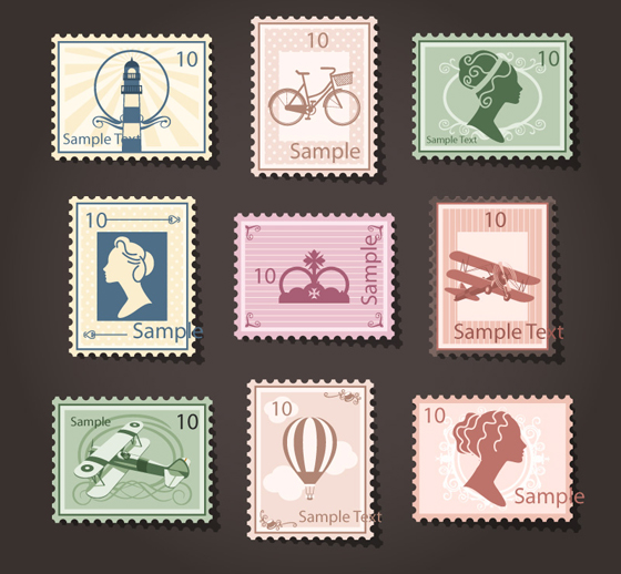 Vintage stamps sample vector graphics  