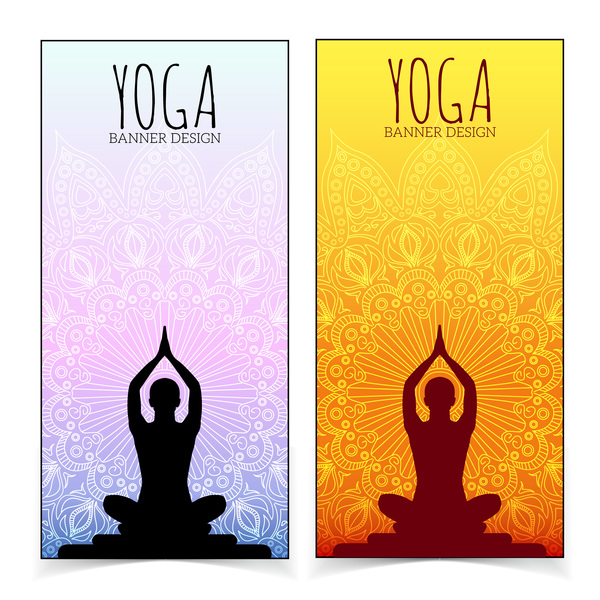 Yoga design banners vector  