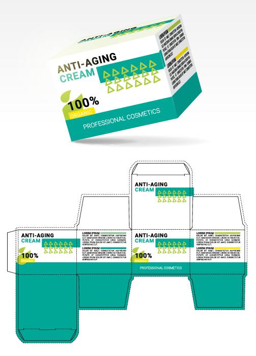 Anti-Aging-Creme Verpackung Box Vektor Vorlage 01  