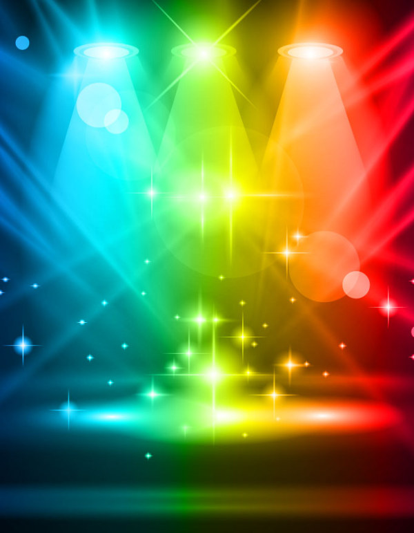 Rainbow Stage spotlights vector background 03  