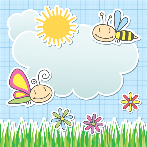 Cute baby backgrounds vector 03  