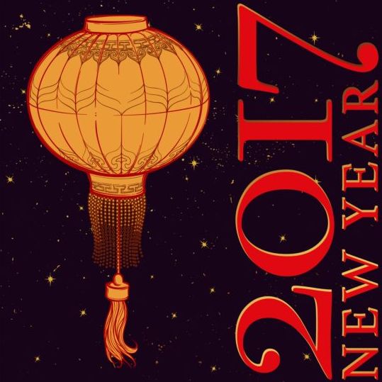 lanterne avec 2017 vecteur de fond de nouvel an  