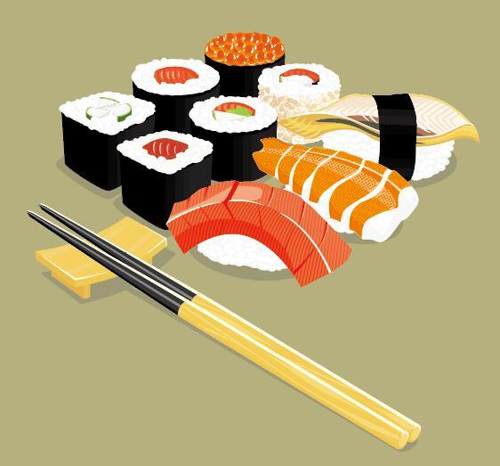sushi avec baguettes vecteur matériel 01  