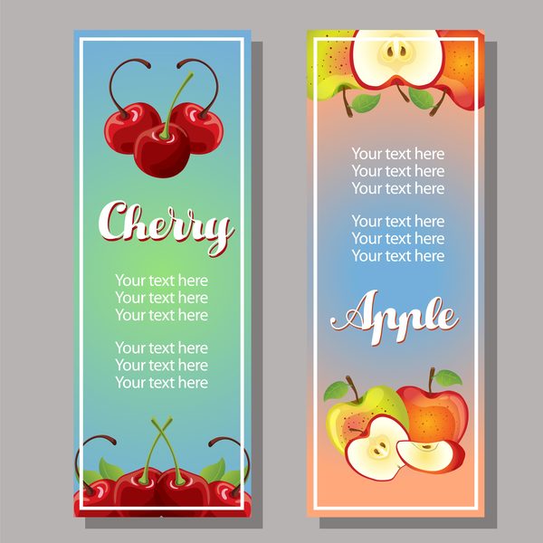 vertical banner of cherry apple vector  