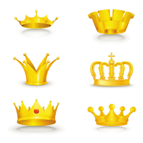 Set of gold color Crown vector 04  