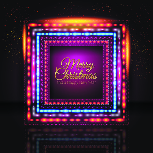 2014 New Year Christmas Colored light frame vector 03  