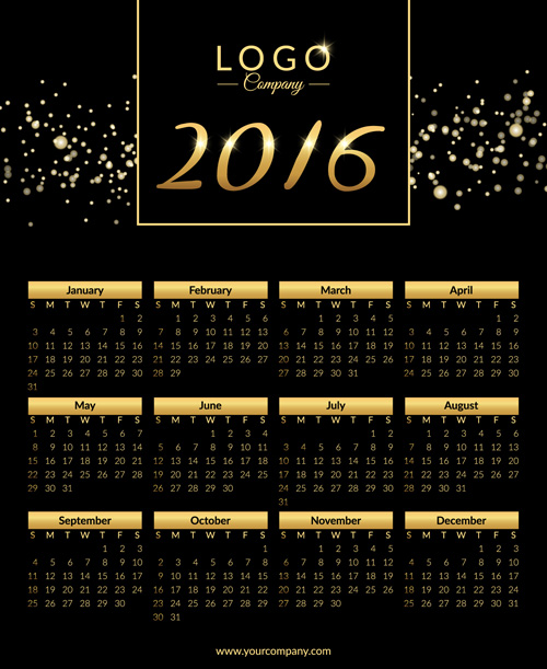 2016 calendar with fireworks vector material 02  