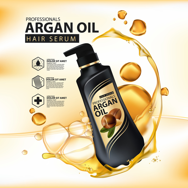 Argan oil hair serum poster vector 09  